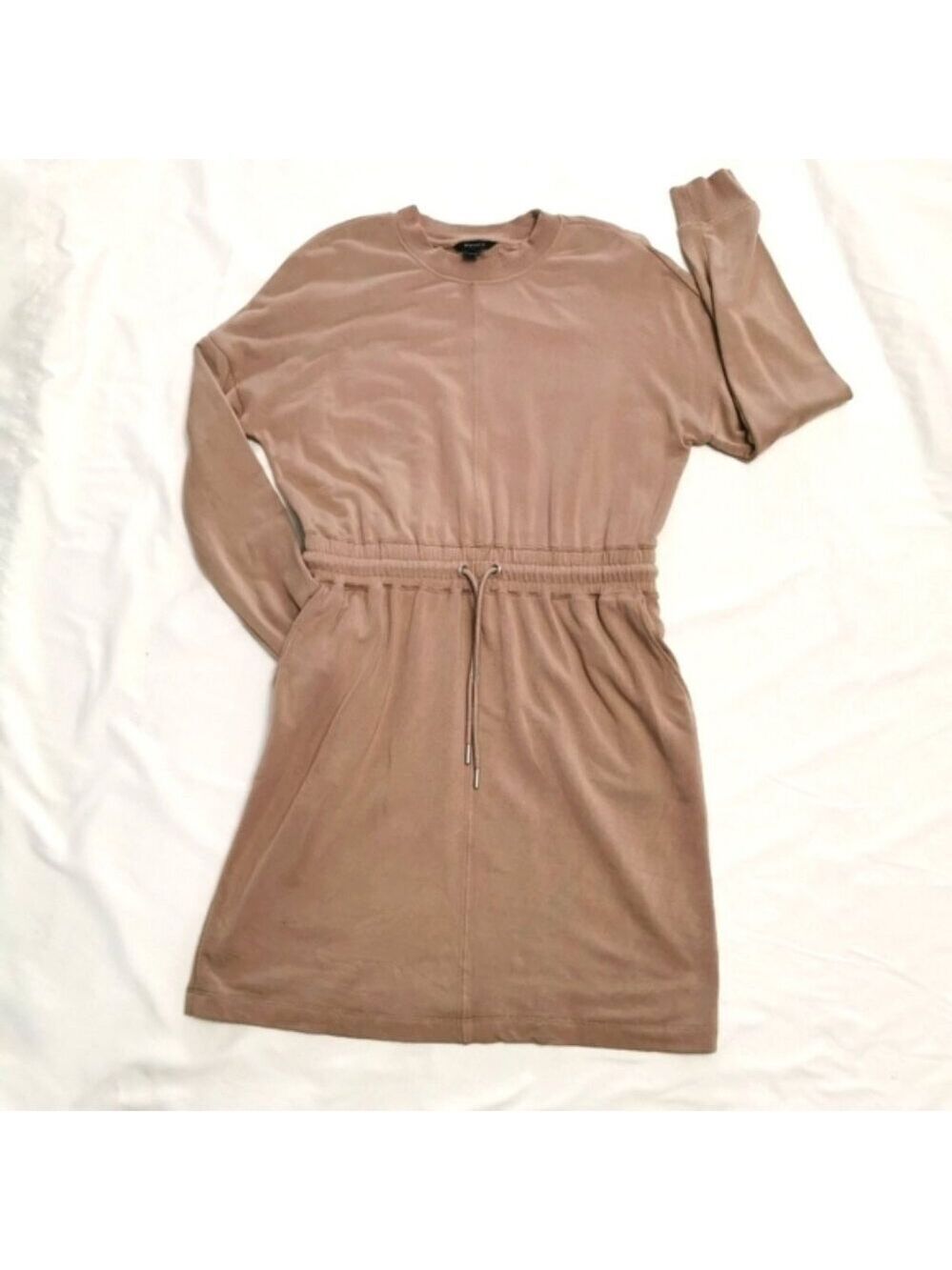 RW&CO Ecovero Brown Drawstring T-Shirt Dress Medium
